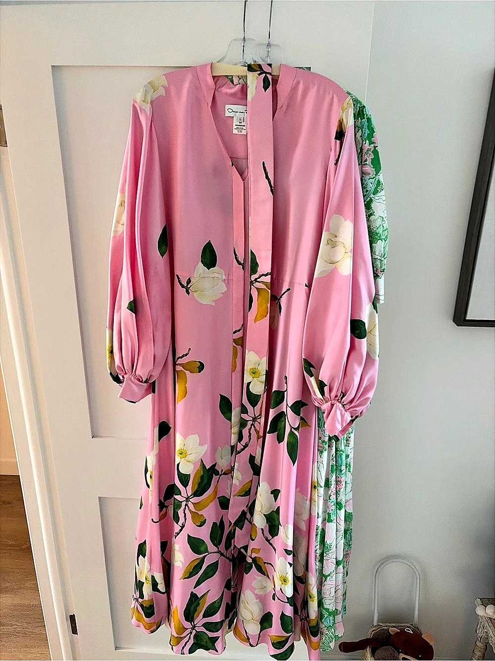 Oscar de la Renta Floral Maxi Dress in Pink Size Large Like New